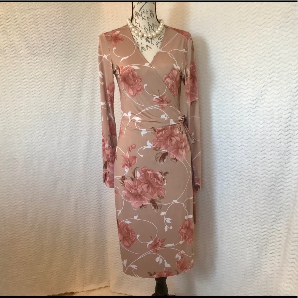 Spiegel Wrap Dress Rose Gold size 8